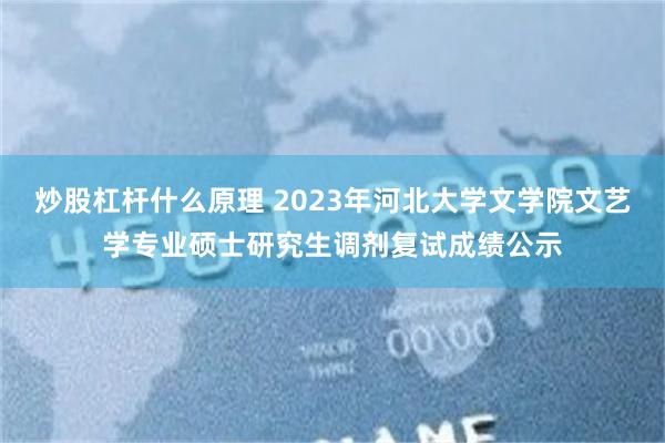 炒股杠杆什么原理 2023年河北大学文学院文艺学专业硕士研究生调剂复试成绩公示